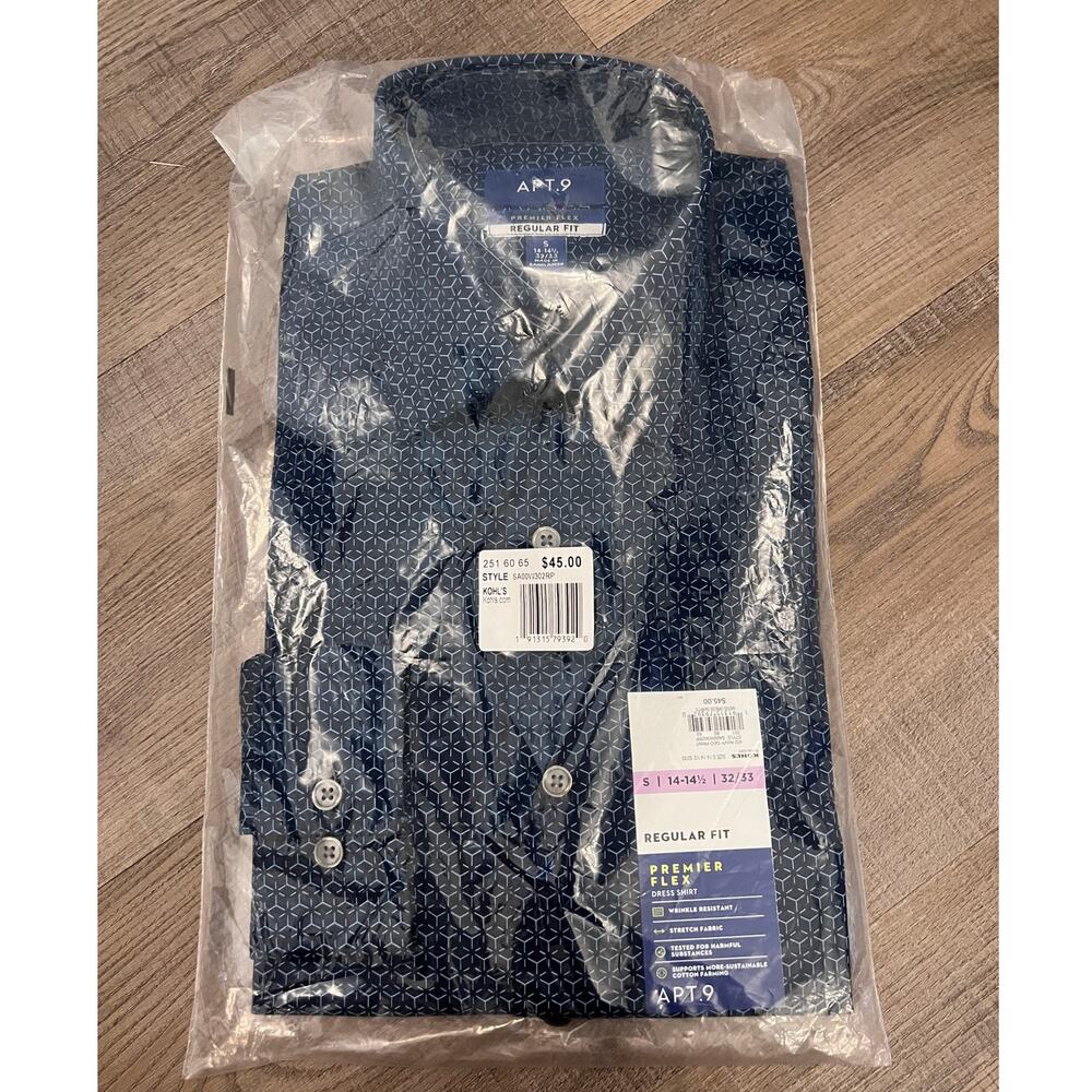 NWT Apt. 9 Men's Blue Geometric Print Dress Shirt